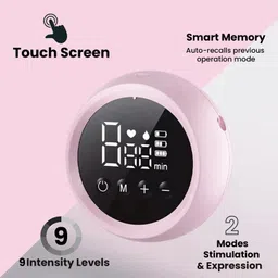 Tinyberg Double Electric Breast Pump | 9 Adjustable Levels with 2 Modes | BPA-Free Silicone Cushion for Stress-Free Milk Expression, Rechargable Battery-Blue image 4