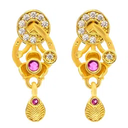 Shining Jewel - By Shivansh Gold-Plated Cubic Zirconia-Studded Leaf Pendant Jewellery Set image 5