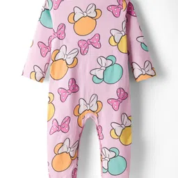 Babyhug Disney Interlock Knit Full Sleeves Sleepsuits With Minnie Mouse Graphics Pack Of 2 - Yellow & Pink image 5