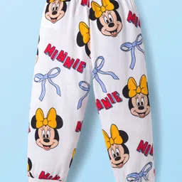 Babyhug Disney Single Jersey Knit Full Sleeves Co-ord Night Suit With Minnie Mouse Print - White image 5