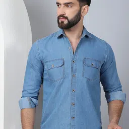 Indian Needle Light Blue Regular Fit Denim Shirt image 1