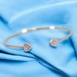Taraash 925 Sterling Silver Heart Openable Rhodium Bangle For Women-picture-27