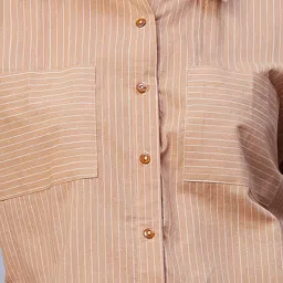 Moomaya Orange & White Cotton Striped Shirt image 5