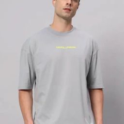 Griffel Grey Cotton Loose Fit Printed T-Shirt-picture-8