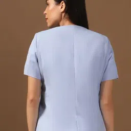 TAHVO Blue Polyviscose Solid Half Sleeves Blazers image 2