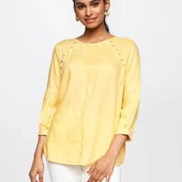 global desi Yellow Solid Straight Top image 1