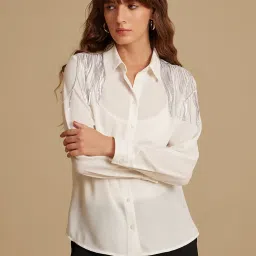 Kazo White Embellished Shirt image 1