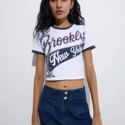 nuon women Nuon by Westside White Typographic Cotton-Blend T-Shirt image 1