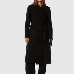 Forever New Black Blended Slim fit Coat-image-29