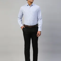 Don Vino Blue & White Regular Fit Striped Pure Cotton Shirt image 5