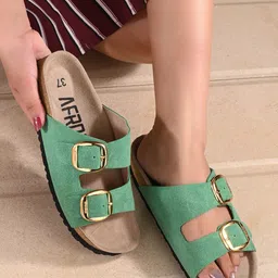 AfroJack Women Open Toe Flats with Buckles image 1