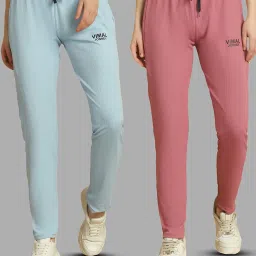 Vimal Jonney Blue & Purple Regular Fit Mid Rise Trackpants image 1