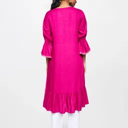 global desi Wine Solid Trapese Kurta image 2
