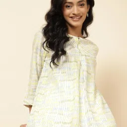 Fabindia Lime Yellow Printed Tunic image 5