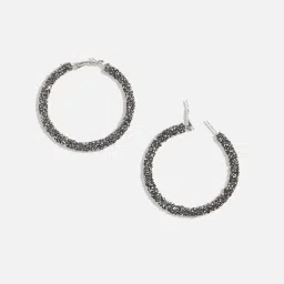 Sohi Women's Embellished Cluster Circular Stud Earrings  Black image 1