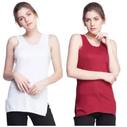 Dollar Missy White & Maroon Cotton Camisole (Pack of 2)-image-85