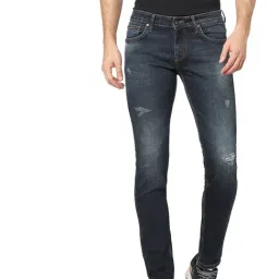 celio Celio* Navy Cotton Straight Fit Distressed Jeans-picture-36