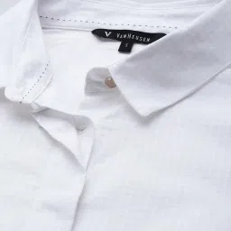 Van Heusen White Cotton Chequered Formal Shirt image 5