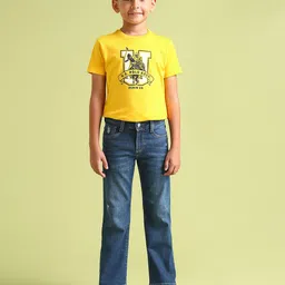U.S. Polo Assn. Kids Boys Bootcut Mid-Rise Low Distressed Light Fade Stretchable Jeans image 2