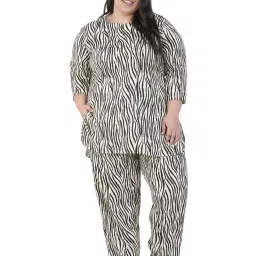 LASTINCH Black & White Printed Tunic Pyjamas Set image 1