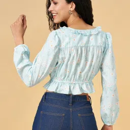 YU by Pantaloons Blue Floral Print Crop Top image 5