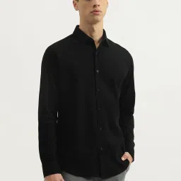United Colors of Benetton Black Pure Cotton Regular Texture Shirt image 1