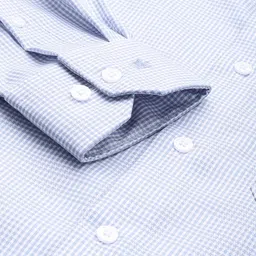 Louis Philippe Permapress Men Blue Micro Ditsy Print Classic Pure Cotton Wrinkle Free Formal Shirt image 5