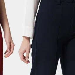 Kotty Maroon & Navy Solid High rise Trousers (Pack Of 2) image 5