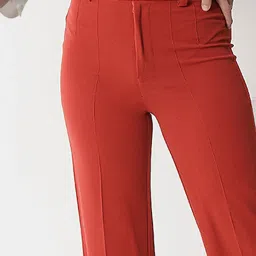 Kotty Teal & Rust Solid High rise Trousers (Pack Of 2) image 5