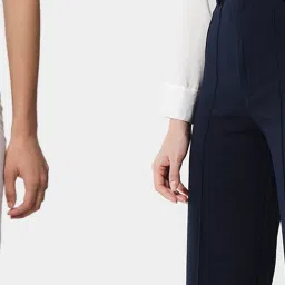 Kotty White & Navy Straight Fit High Rise Trousers (Pack Of 2) image 5