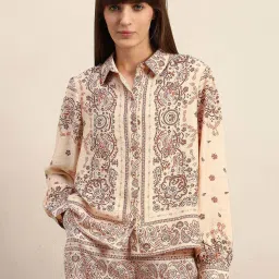 Vero Moda Beige Regular Fit Printed Shirt image 1
