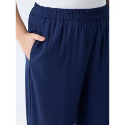 Gia by Westside Navy Solid High-Rise Pants image 4