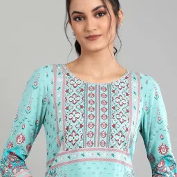 Aurelia Blue Floral Print Straight Kurta image 5
