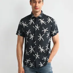 U.S. Polo Assn. Black Slim Fit Printed Shirt image 1