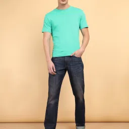 Wrangler Dark Blue Straight Fit Lightly Washed Jeans image 5