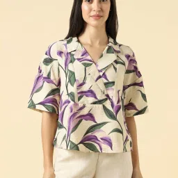 Allen Solly Beige Regular Fit Floral Print Top image 1