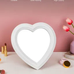 Nestasia Premium Quality White Pvc Framed Heart-Shaped Large Desk Mirror I Perfect For Modern Desk image 5