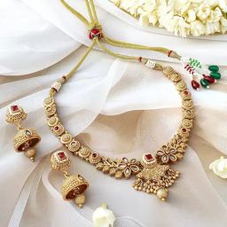 Rubans Gold-Tone Plated Red Set for Women-image-41