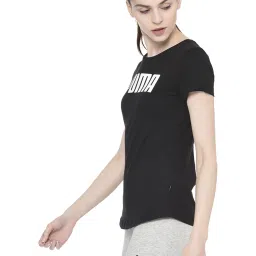 Puma Black Cotton Logo Print Sports Regular Fit T-Shirt image 3