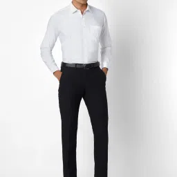 Peter England Elite Navy Slim Fit Checks Trousers image 5