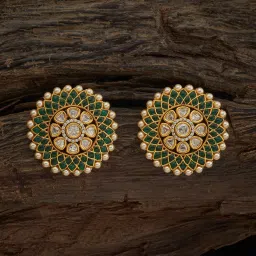 Kushal's Fashion Jewellery Green Victorian Polished Kundan Earrings for Women image 1