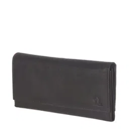 Kara Black Solid Tri-Fold Leather Wallet image 2