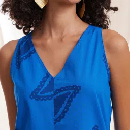 Pink Fort Blue Cotton Paisley Print A Line Kurta image 5