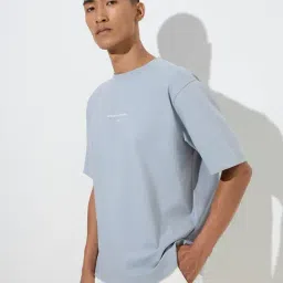 studiofit men Studiofit by Westside Dusty Blue Relaxed-Fit Cotton-Blend T-Shirt-picture-39