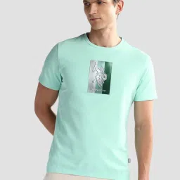 u.s. polo assn. USPA Active Green Slim Fit Printed Sports T-Shirt image 1