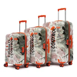 Uppercase Green Printed Hard Cabin Trolley Bag Set of 3 image 1