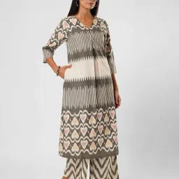 Rangmanch By Pantaloons Grey Cotton Regular Fit Printed Kurta image 3