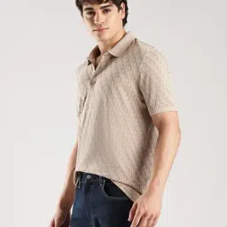 Calvin Klein Jeans Beige Logo Regular Fit T-Shirt image 2