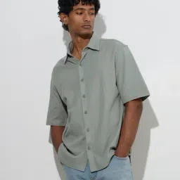 WES Casuals by Westside Sage Self-Textured Relaxed-Fit Cotton Shirt-picture-21