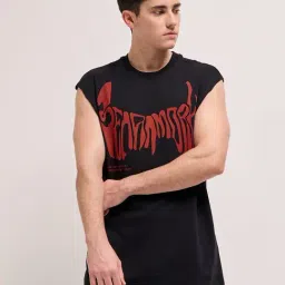 The Bear House Black Cotton Oversized Graphic T-Shirt-image-80
